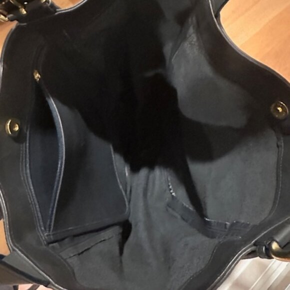 Coach 4082 Tote Bag Semi-Shoulder Navy Leather Purse Pocketbook - Picture 3 of 5